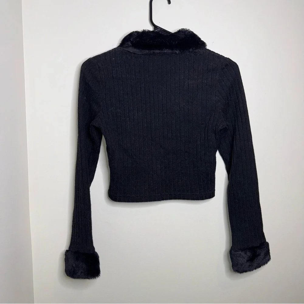 🖤Motel Rocks Black Cropped Jacket with Faux Fur Trim - Picture 4 of 4